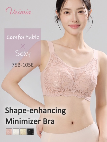 Shape-enhancing Minimizers Bra Sexy & Comfortable With Prevent Accidental Exposure Lace Trim VEIMIA