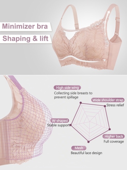 Shape-enhancing Minimizer Bras Sexy & Comfortable With Prevent Accidental Exposure Lace Trim VEIMIA