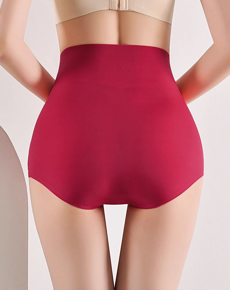 Red Color Front Buckle Compression for Instant Waist Slimming Hip Lifting High Waisted Ultra Breathable Shapewear Brief VEIMIA