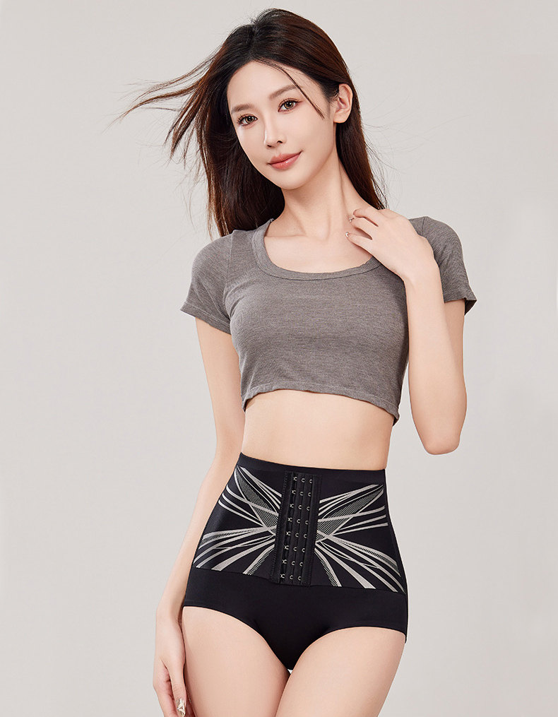 Instant Waist Slimming Hip Lifting High Waisted Shapewear Brief Black Color Model Showcase VEIMIA