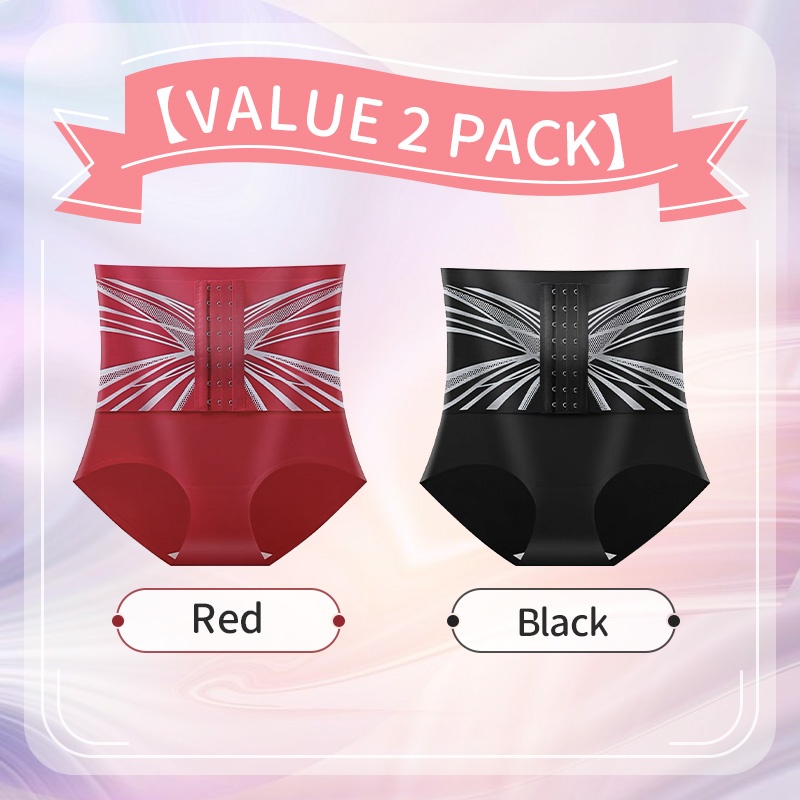 2 Pieces Set Compression Instant Waist Slimming & Hip Lifting High Waist Breathable Shapewear Briefs VEIMIA
