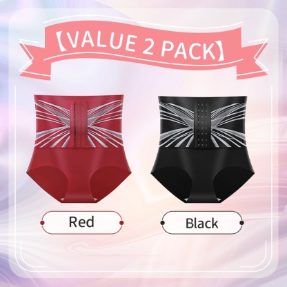 2 Pieces Set Compression Instant Waist Slimming & Hip Lifting High Waist Breathable Shapewear Briefs VEIMIA