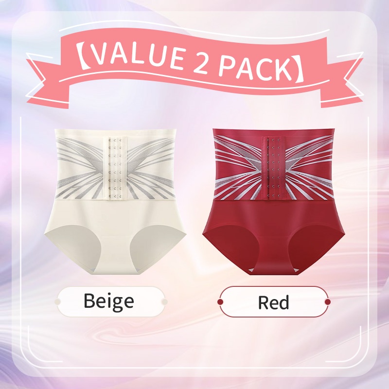 2 Pieces Set Compression for Instant Waist Slimming & Hip Lifting High Waist Breathable Shapewear Briefs VEIMIA