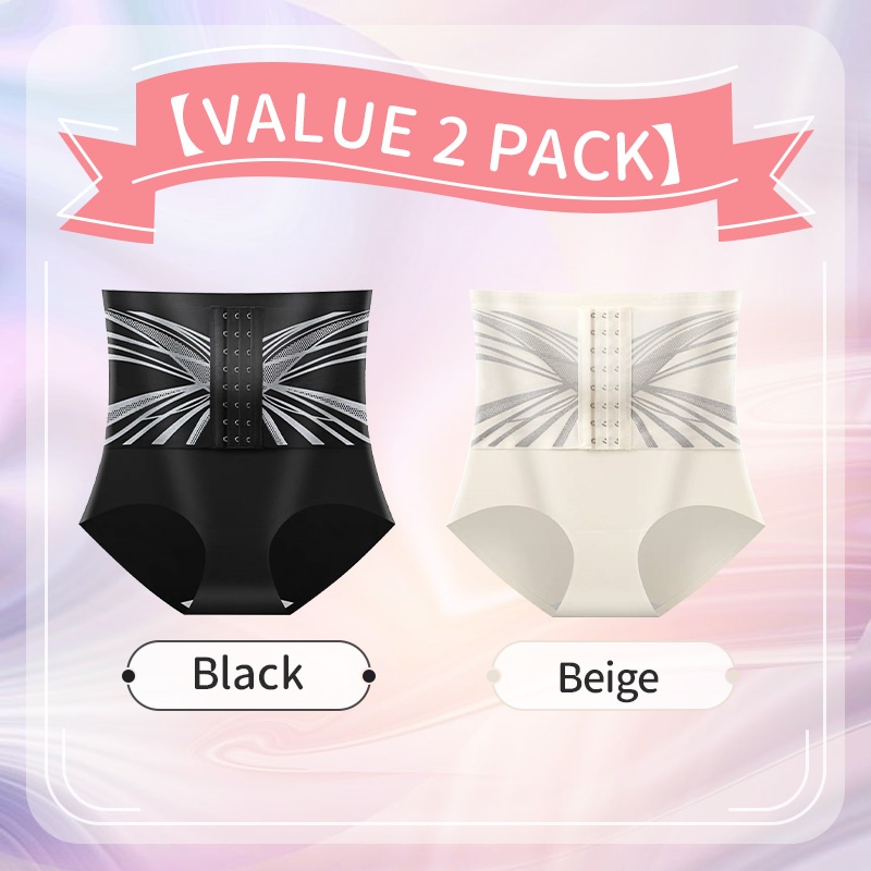 2 Pieces Set Compression for Instant Waist Slimming & Hip Lifting High Waisted Breathable Shapewear Briefs VEIMIA