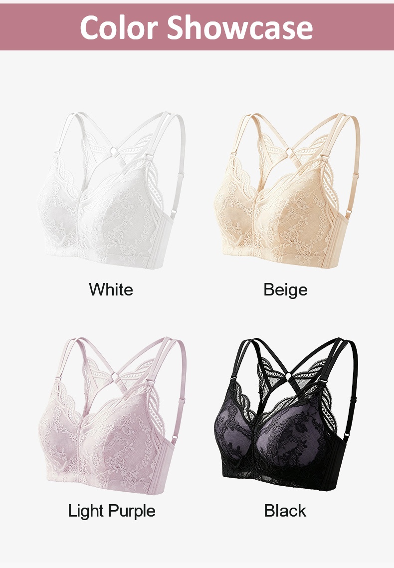 Sheer lace bra color showcase in white beige light purple and black VEIMIA