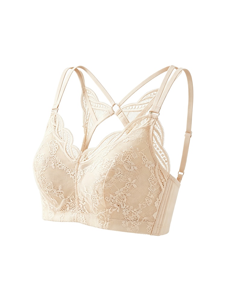 Beige sheer lace bra product cutout VEIMIA