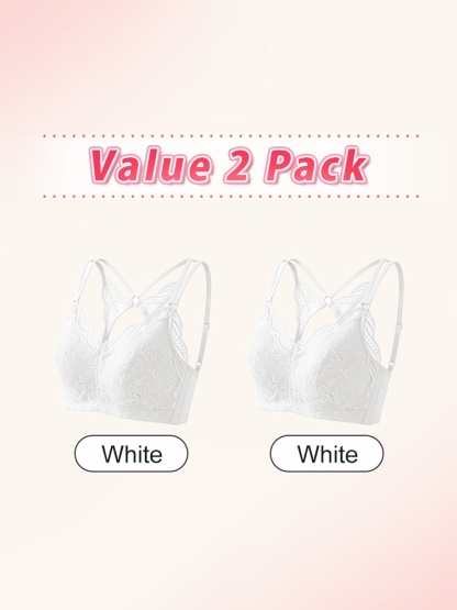 Two pack white sheer lace bras VEIMIA