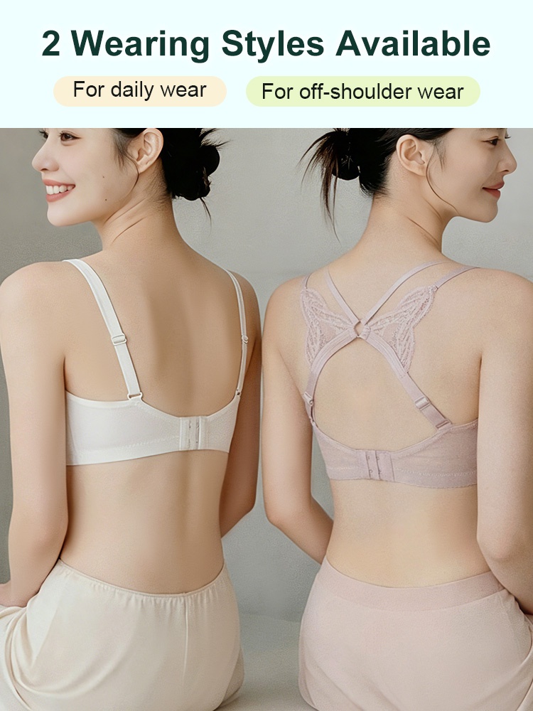 Two wearing styles comparison for sheer lace bra VEIMIA
