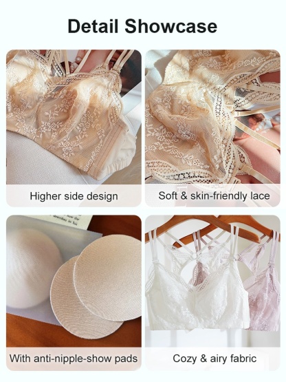 Sheer lace bra detail showcase with lace pads and airy fabric VEIMIA