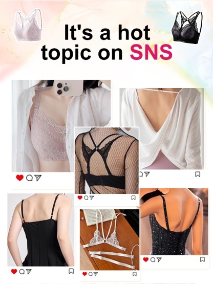 Social media styling collage for sheer lace bra VEIMIA