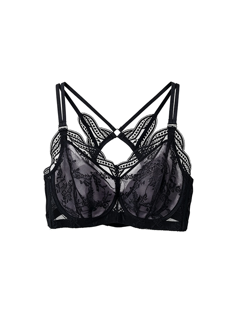 Black sheer lace bra product cutout VEIMIA