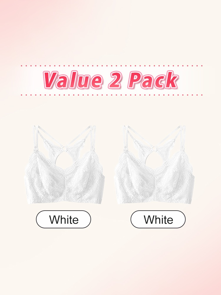 Two pack white sheer lace bras VEIMIA
