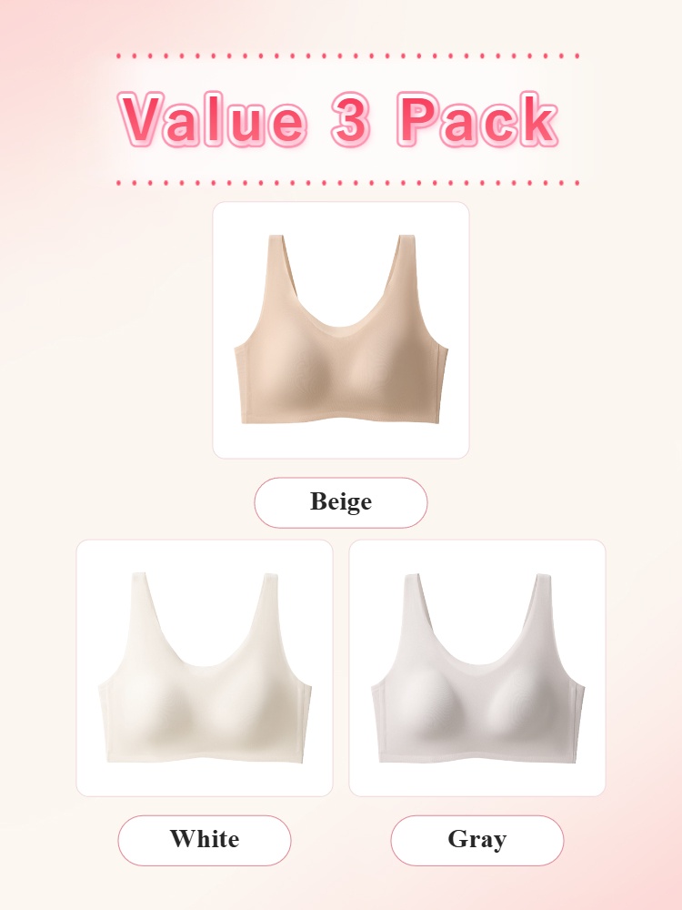 Value 3 pack seamless bras in beige white and gray VEIMIA