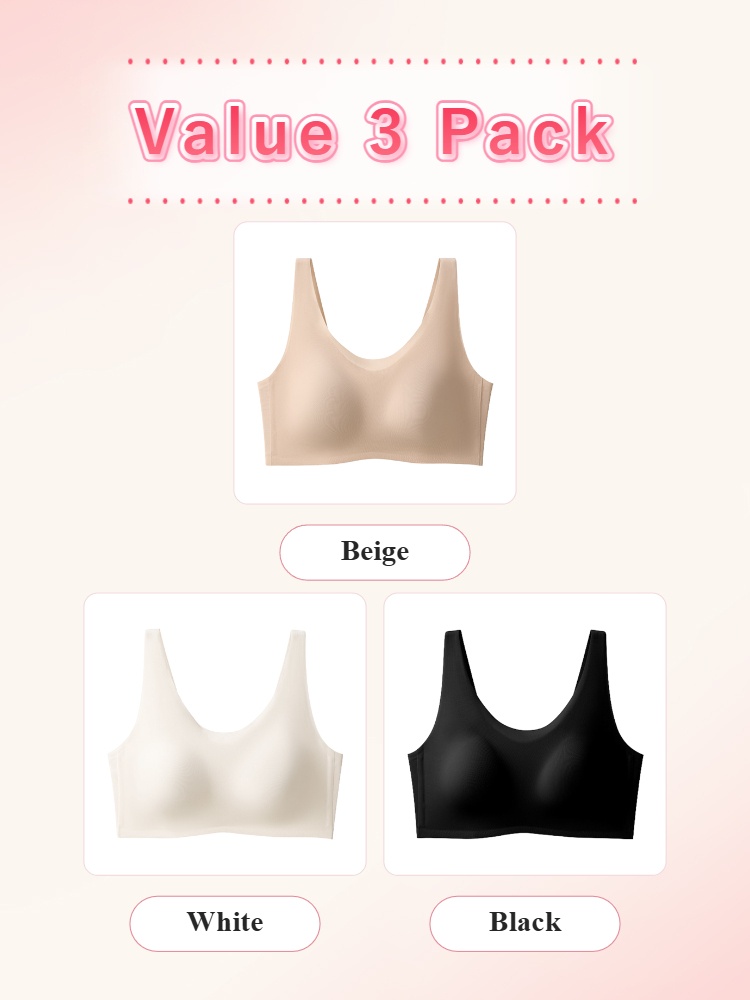 Value 3 pack seamless bras in beige white and black VEIMIA