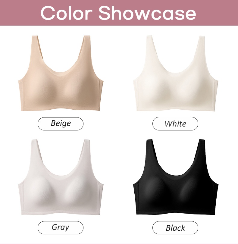 Color showcase of beige white gray and black seamless bras VEIMIA