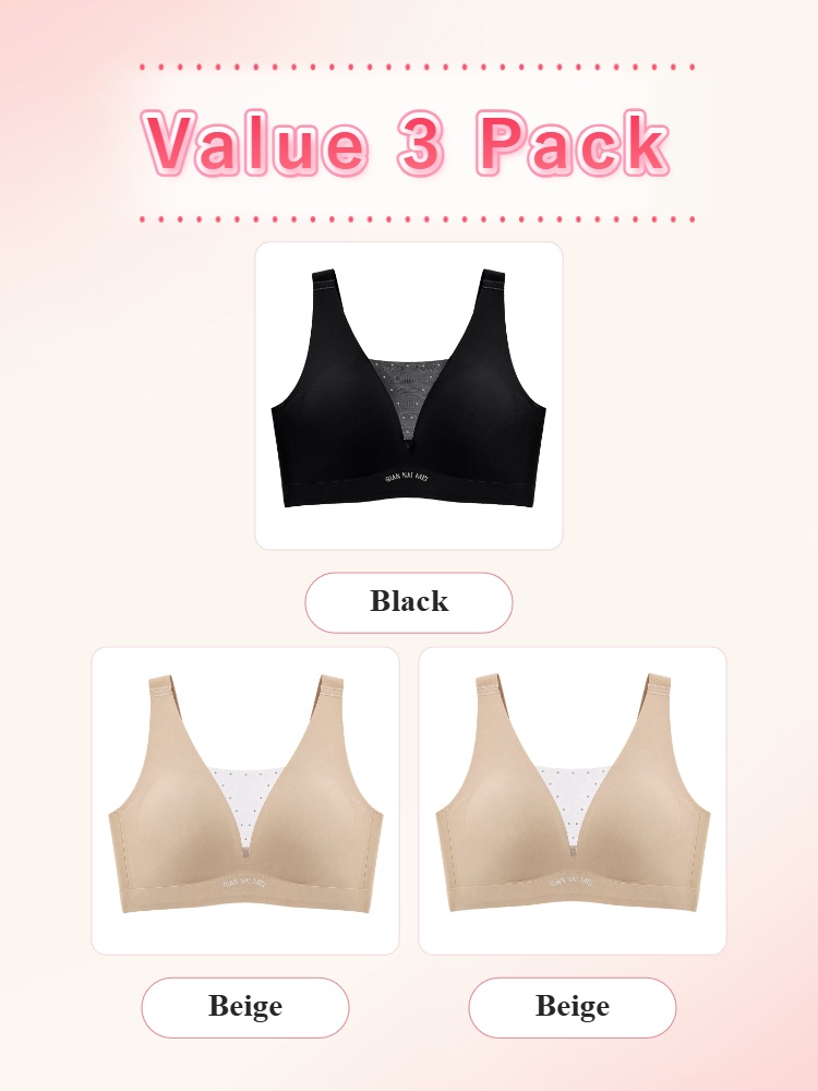 Value 3 pack bras with one black and two beige pieces VEIMIA