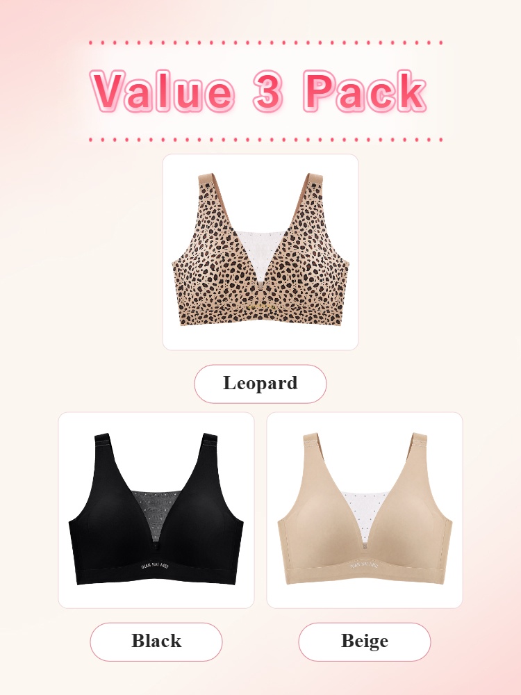 Value 3 pack bras in leopard black and beige VEIMIA