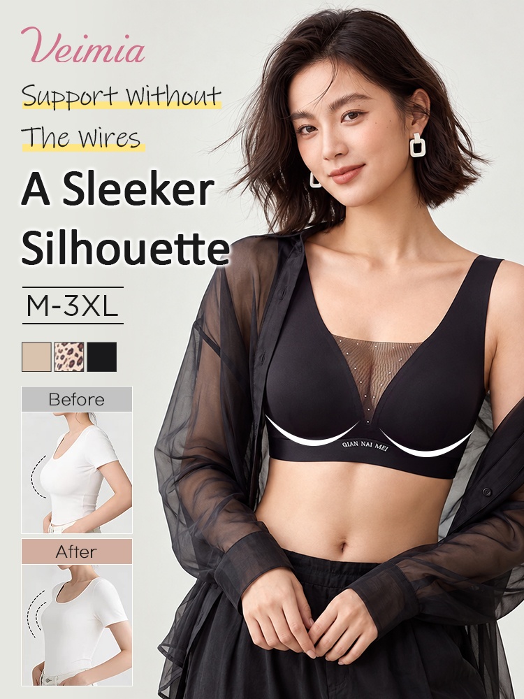 VEIMIA Sleek Minimizer Bra Excellent Slimming Effect Without Wires, HIgher Wings For Clean Side Coverage