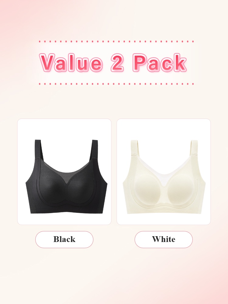 Value two pack seamless minimizer bras in black and white VEIMIA