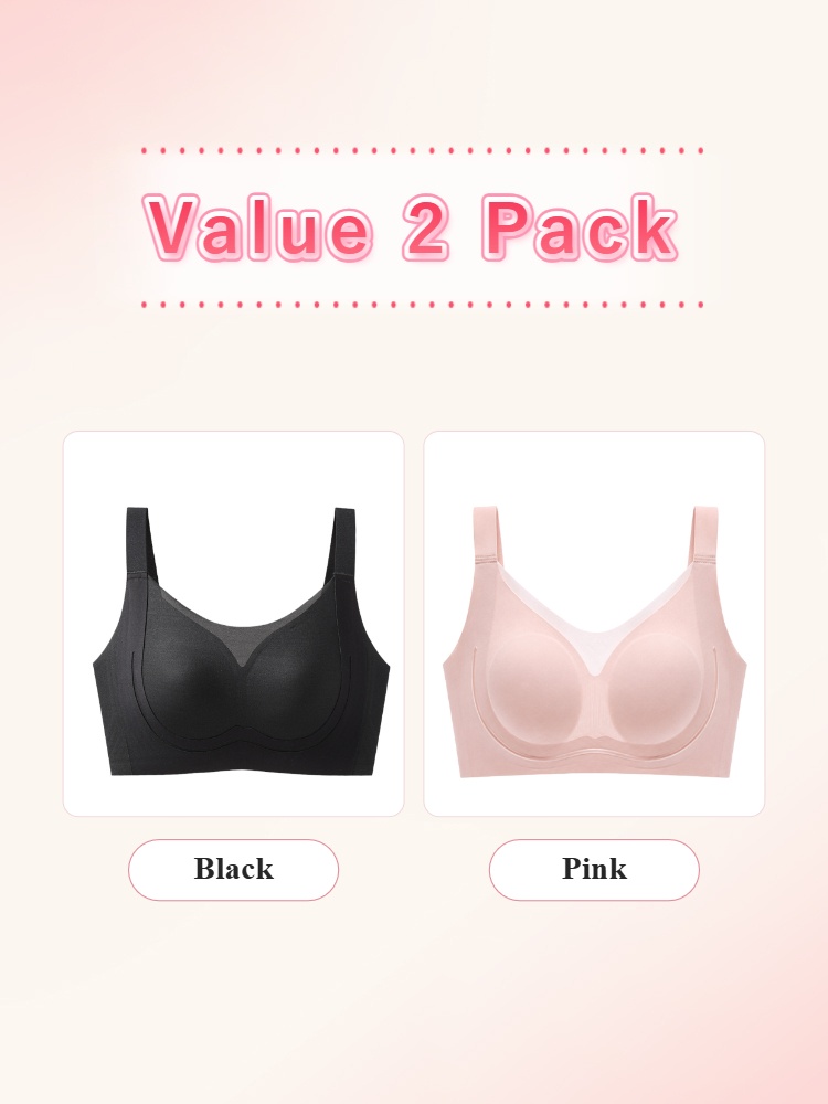 Value two pack seamless minimizer bras in black and pink VEIMIA