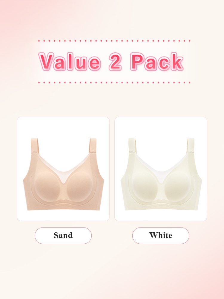 Value two pack seamless minimizer bras in sand and white VEIMIA