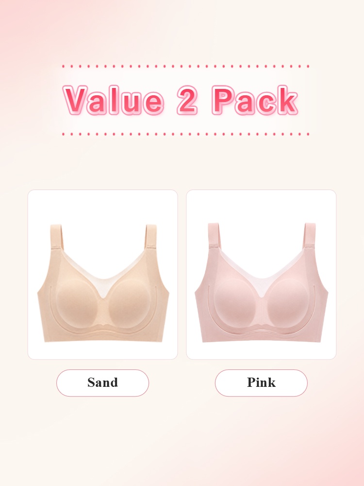 Value two pack seamless minimizer bras in sand and pink VEIMIA