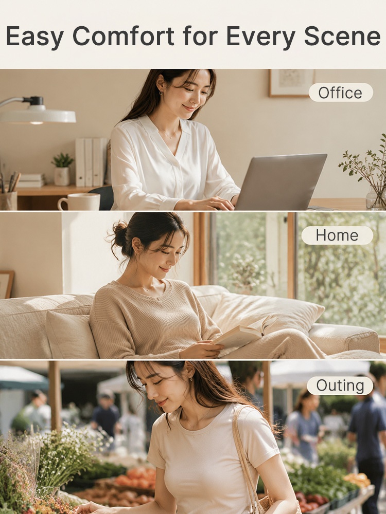 Lifestyle collage showing women wearing everyday outfits at office home and outdoors VEIMIA