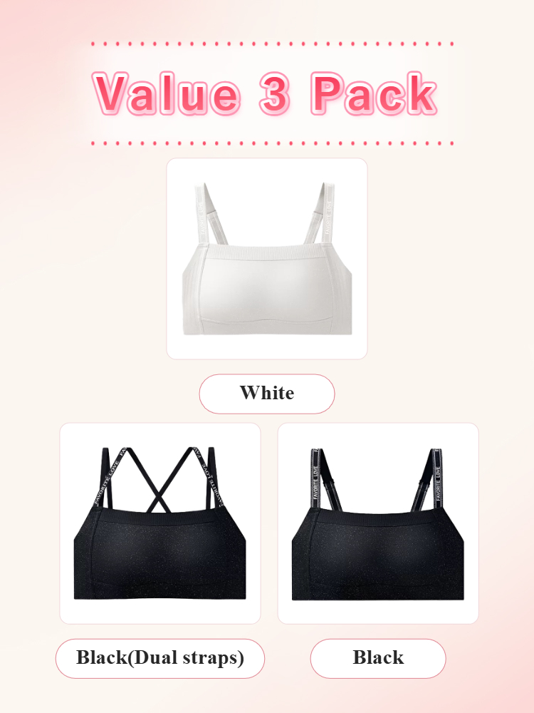 Value 3 pack minimizer bras in White and Black and Black(Dual straps) VEIMIA