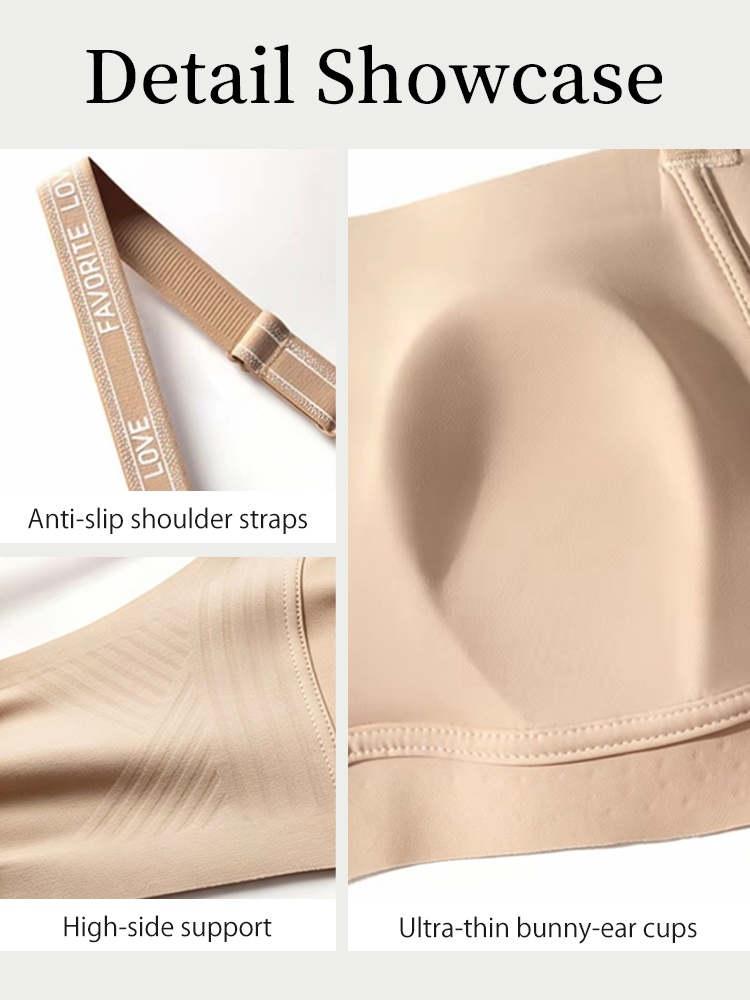 Detail showcase graphic with anti-slip straps high side support and thin cups VEIMIA