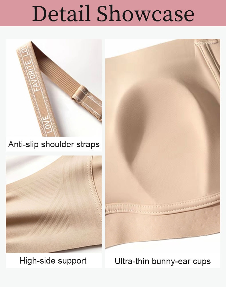 Detail showcase graphic of anti-slip straps high side support and thin cups VEIMIA