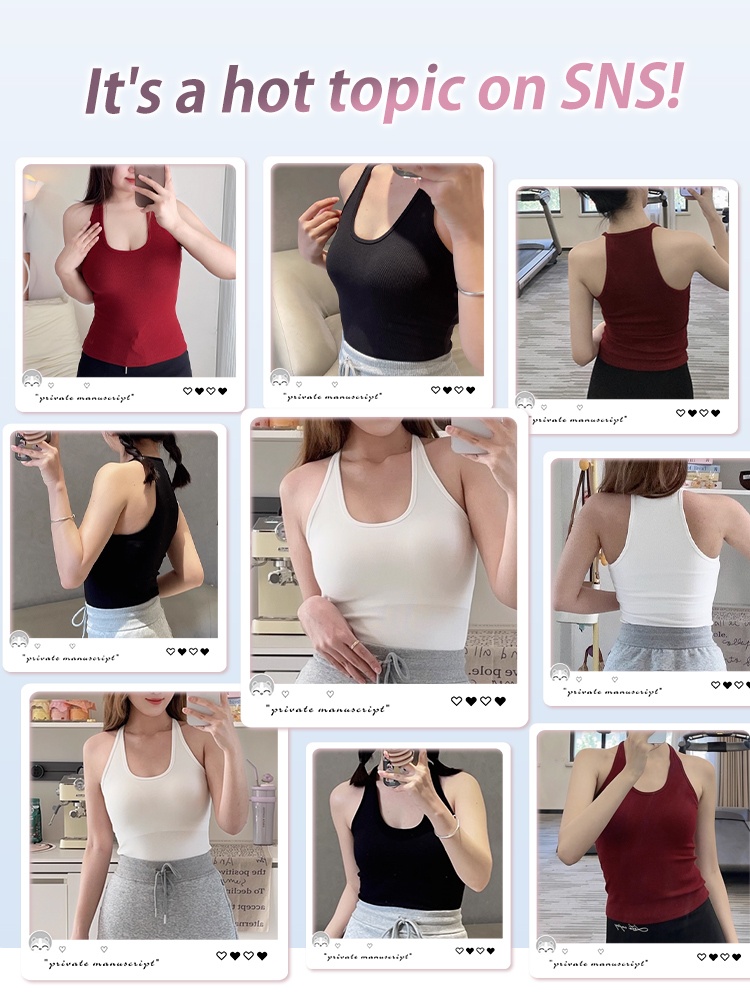 Fitted Tank Tops With Built-in Structure, Breathable Quick-dry Feel For Everyday Look VEIMIA