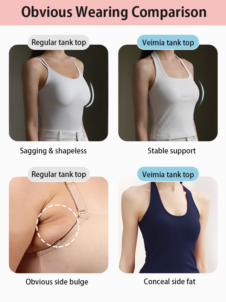 Slim Tank Top With Built-in Support, Breathable Quick-dry Comfort For Everyday Looks VEIMIA