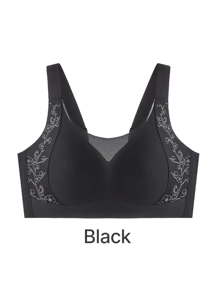 Black full coverage minimizer bra front view with mesh neckline VEIMIA