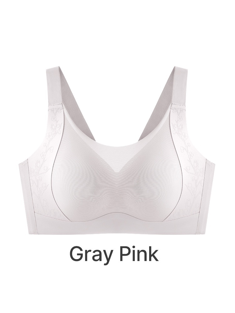 Gray pink full coverage minimizer bra front view with wide straps VEIMIA
