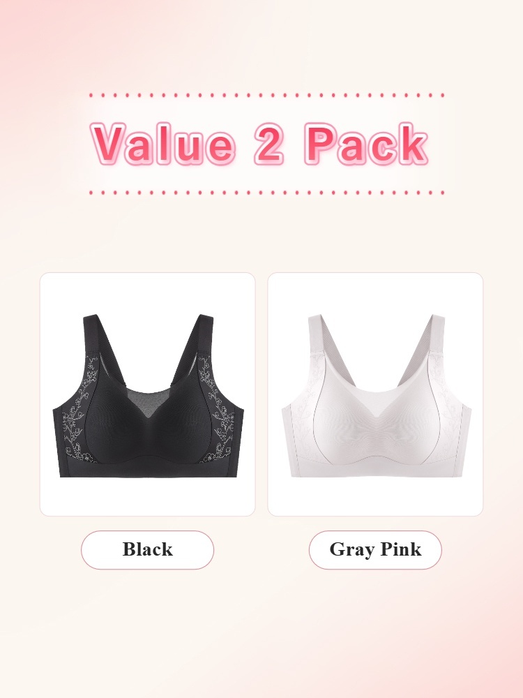 Value 2 pack minimizer bras in black and gray pink VEIMIA
