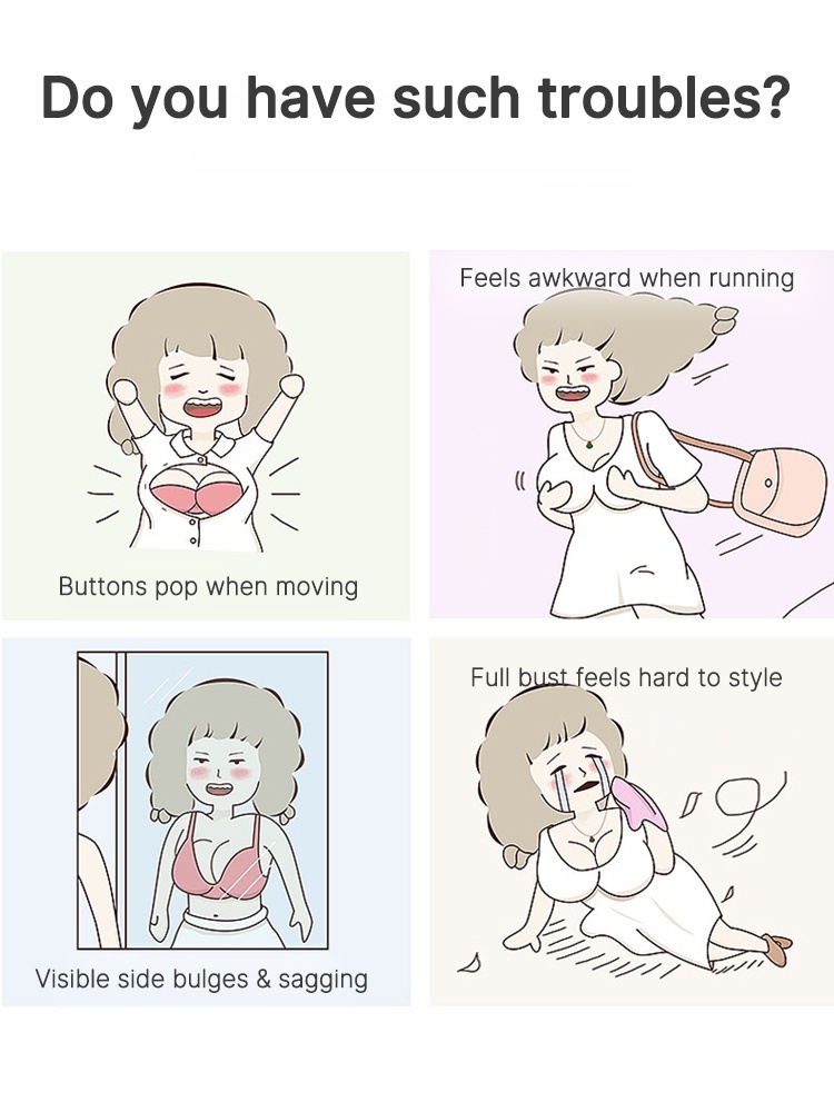Pain point graphic showing common bra fit and support issues VEIMIA