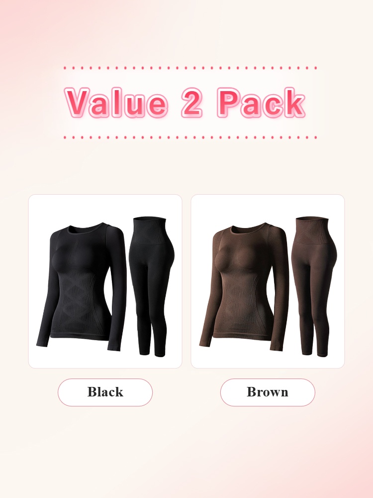 Two pack thermal shaping underwear sets in black and brown color options VEIMIA