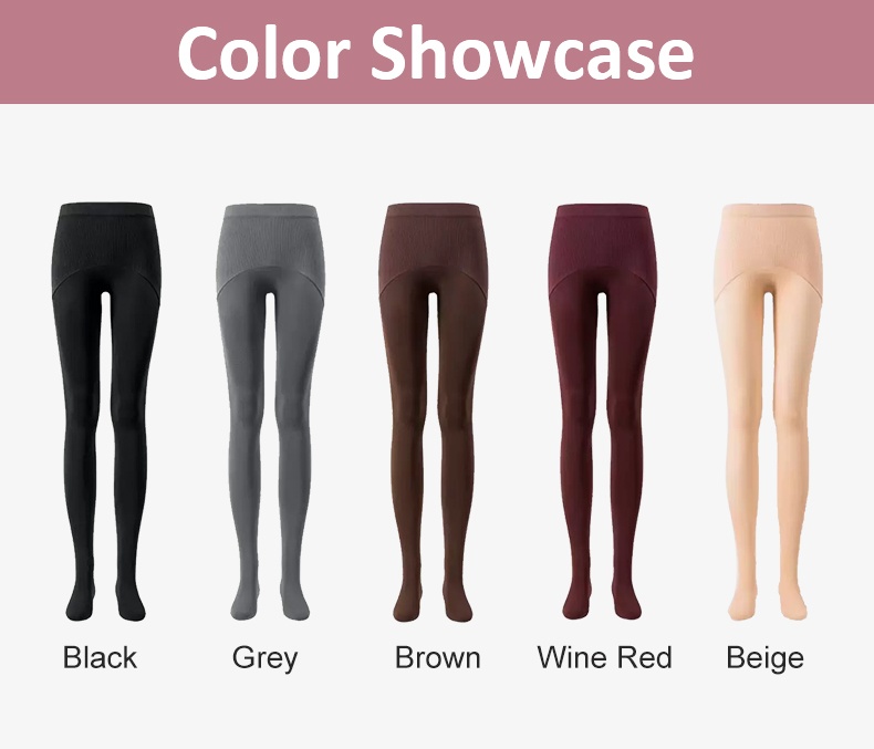 Color showcase of black grey brown wine red and beige tights VEIMIA