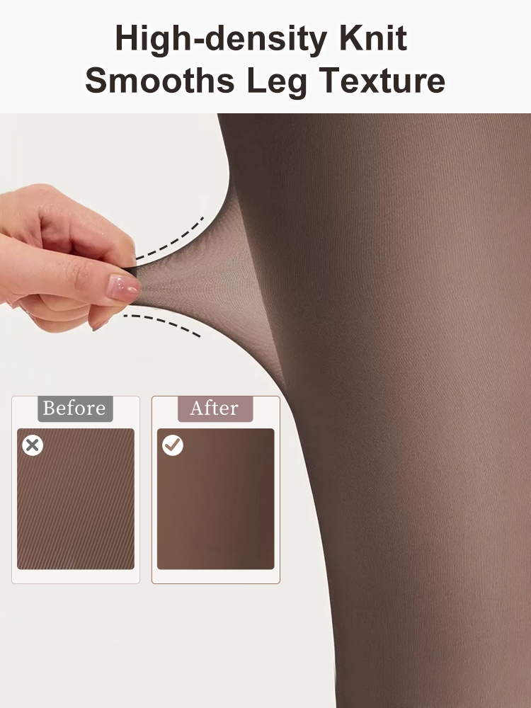 Close-up of high-density brown tights knit with smooth matte finish VEIMIA