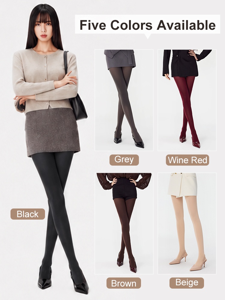 Color showcase of black grey brown wine red and beige tights VEIMIA