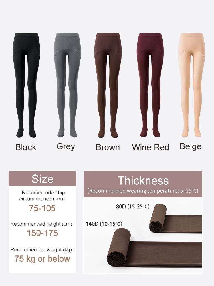 Tights size and thickness guide with five available color options VEIMIA