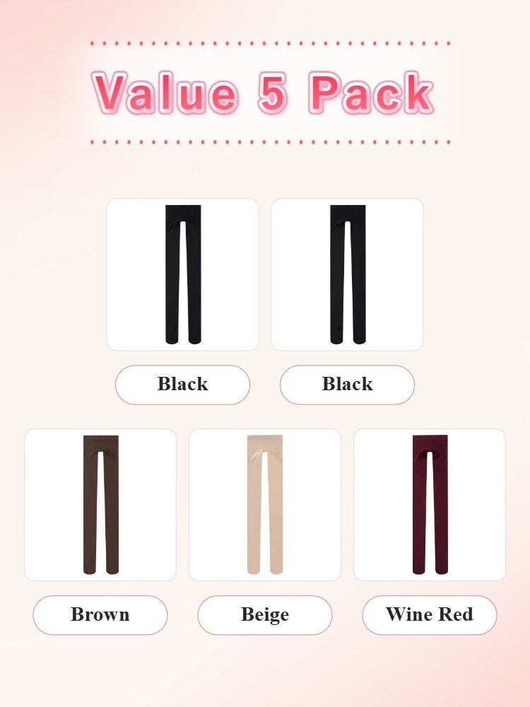 Value 5 pack tights with two black brown beige and wine red pairs VEIMIA