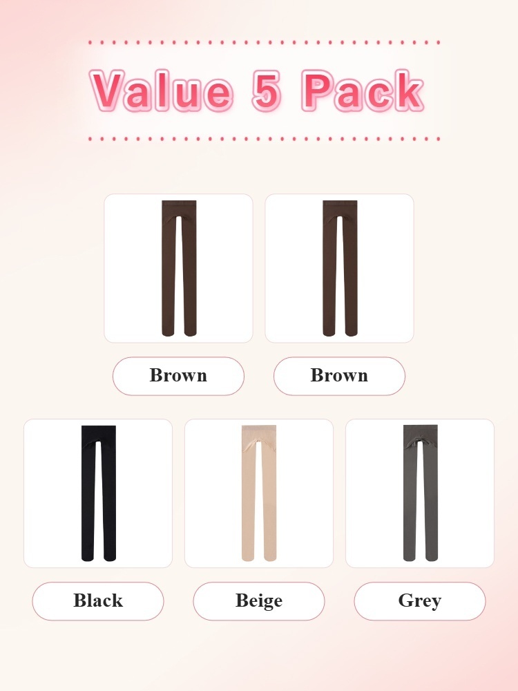 Value 5 pack tights with two brown black beige and grey pairs VEIMIA