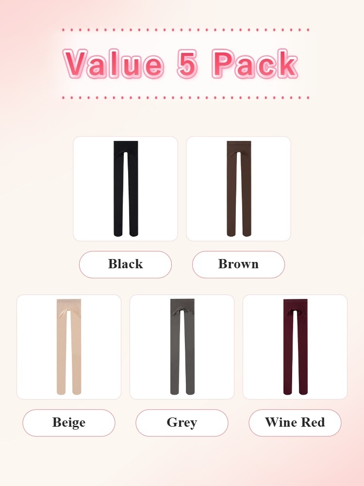 Value 5 pack tights in black brown beige grey and wine red VEIMIA