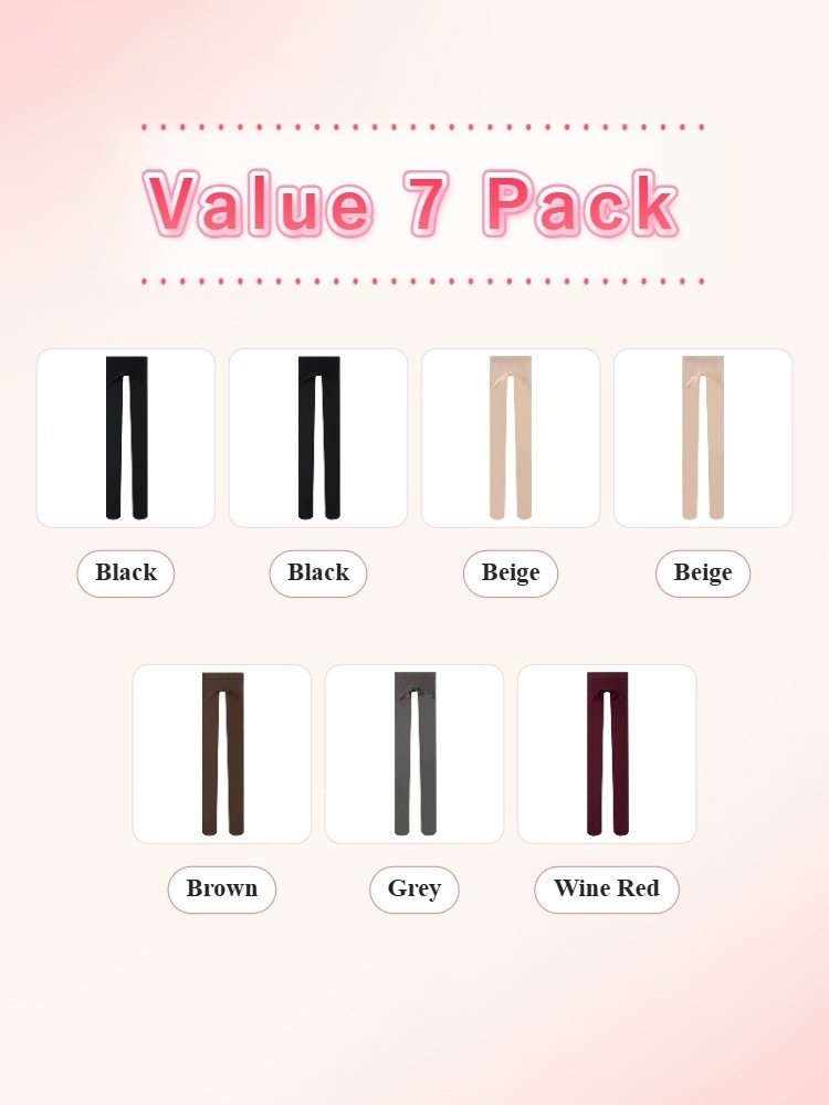 Value 7 pack tights with two black two beige brown grey and wine red pairs VEIMIA