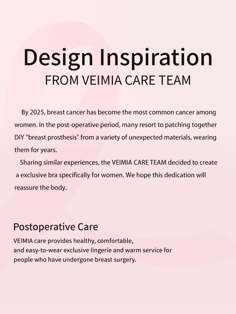 Postoperative care design inspiration graphic with breast cancer awareness ribbon VEIMIA