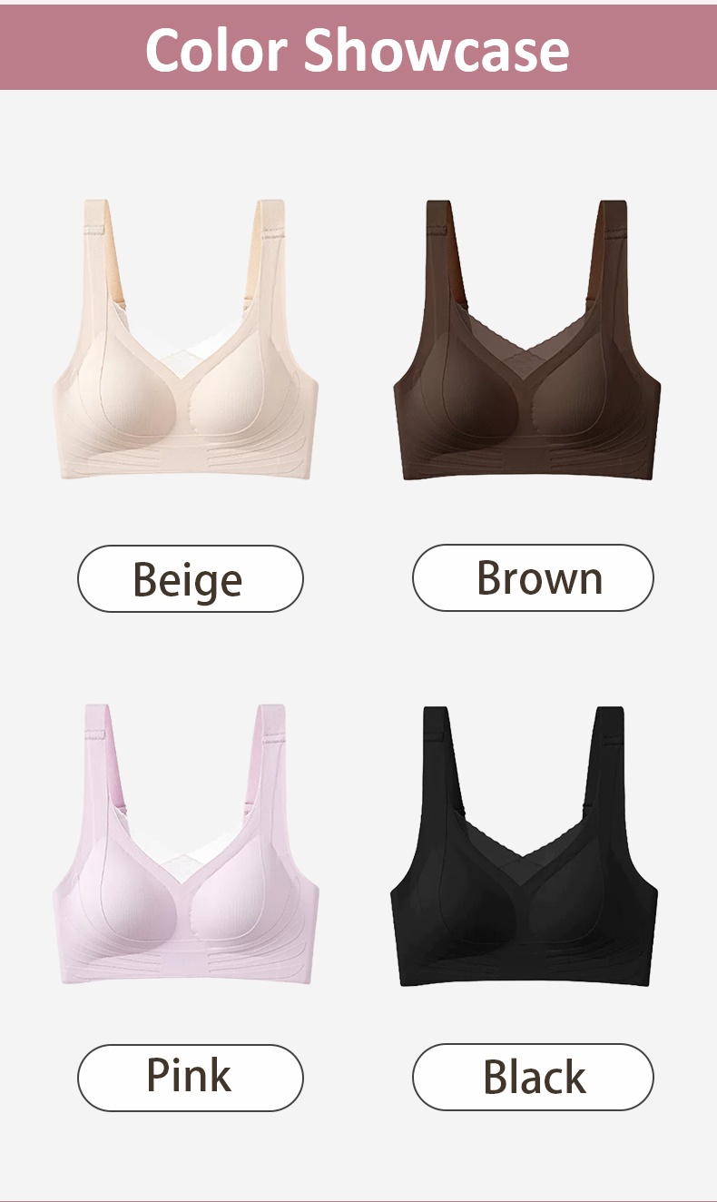 Color showcase of beige brown pink and black mastectomy bras VEIMIA