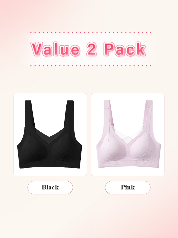 Value 2 pack mastectomy bras in black and pink VEIMIA