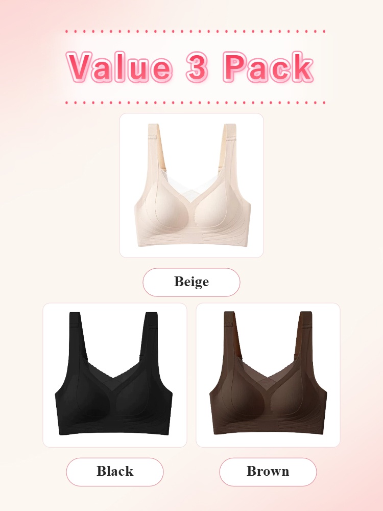 Value 3 pack mastectomy bras in beige black and brown VEIMIA