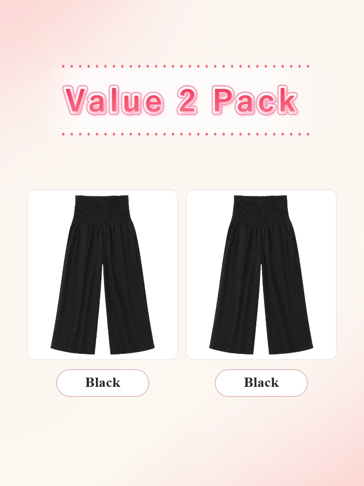Value 2 pack black maternity pants with high stretch belly panels VEIMIA